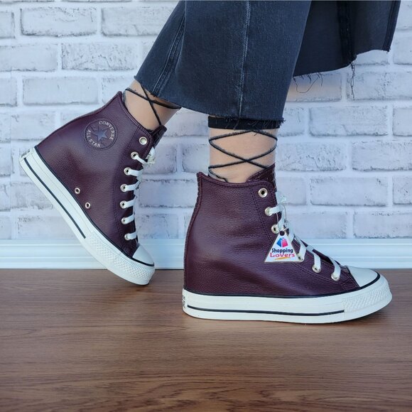 ❤️Converse Chuck Taylor All Star Wedge 8 Womens Shoes Sneaker Burgundy A12349C - Picture 5 of 14